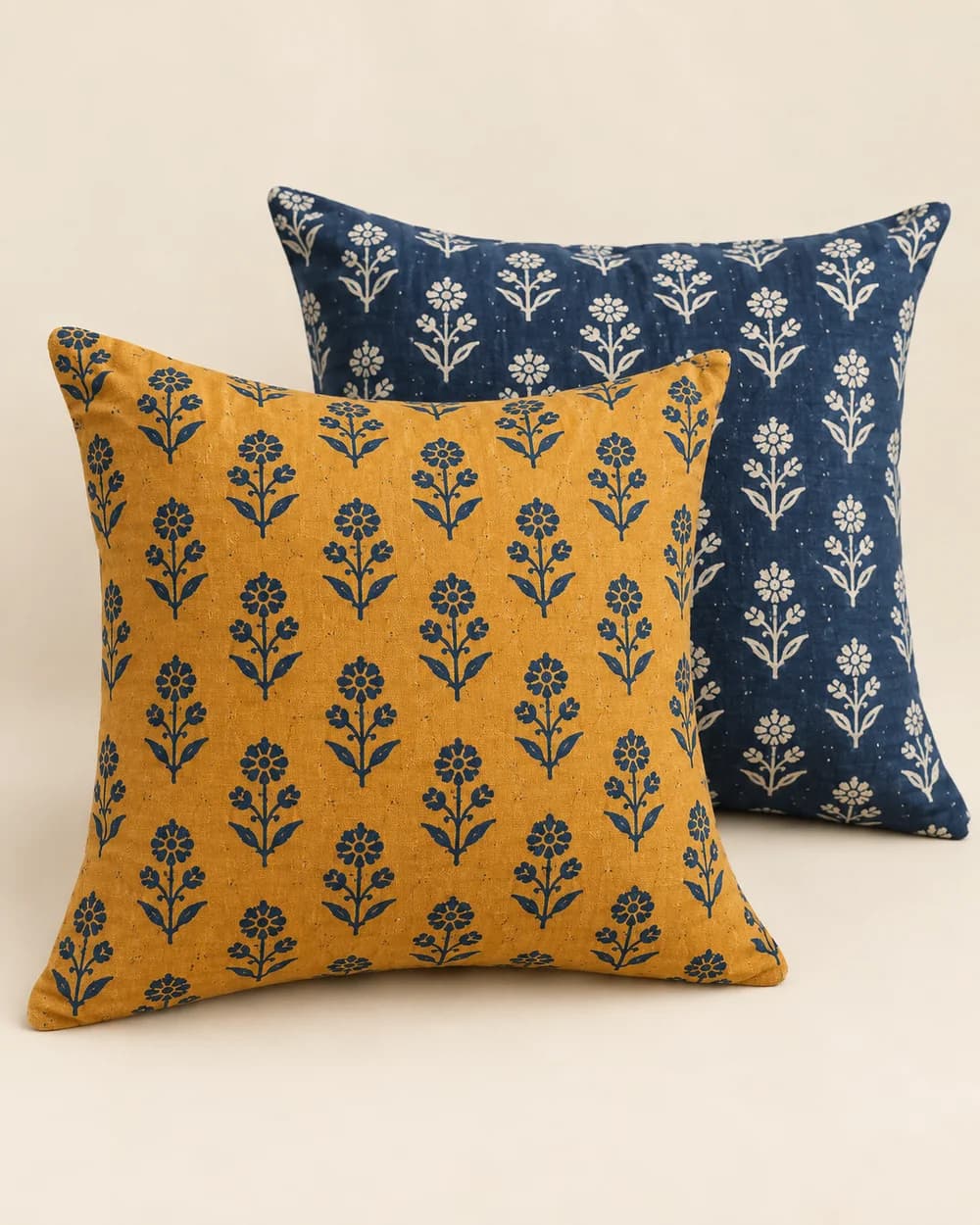 Hand-block-printed cushion cover set